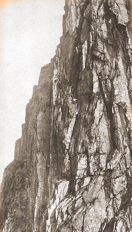 Climbers on the Central Buttress route 5.9 in 1920.