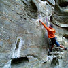 Dan setting up for the crux, fall 2006