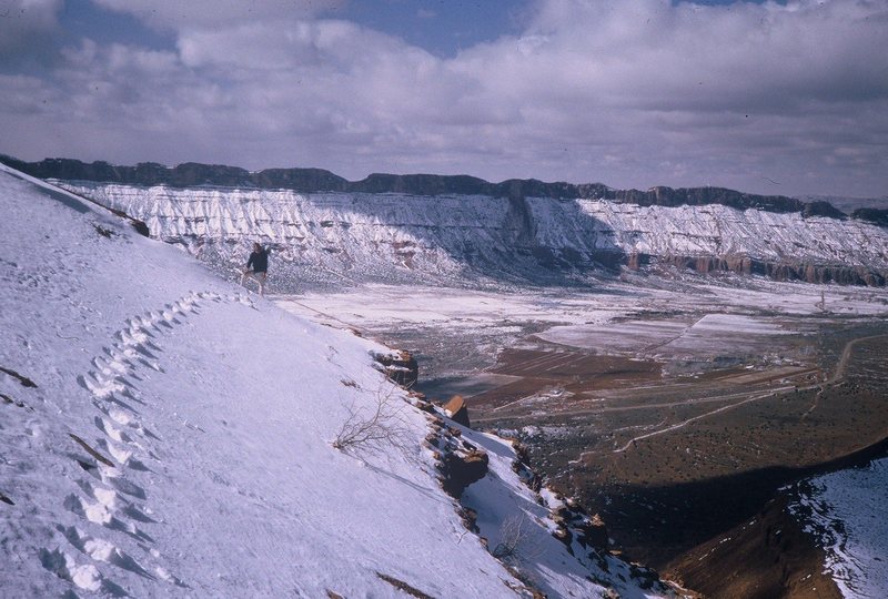 Another rockfall on Porcupine Rim (in cloud shadow) circa 1985.