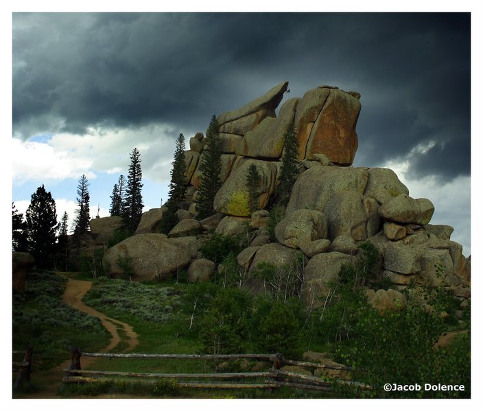 Climbers escaping The Nautilus moments before a thunderstorm.