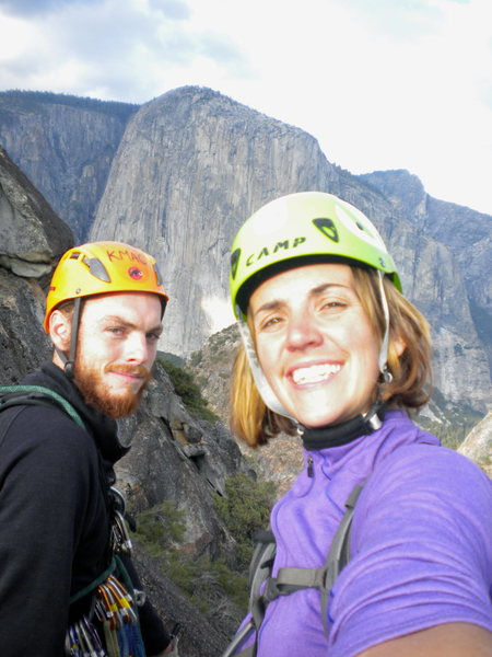Summit of Leaning Tower, West Face, after fixing the previous day, Great fun. Friends on zodiac and the nose behind us, wish you could see them!