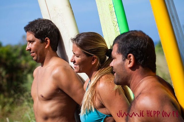 Left to right Yuri,Andrea Moller,and Marcia Freier Brazilian traditional big wave surfers.