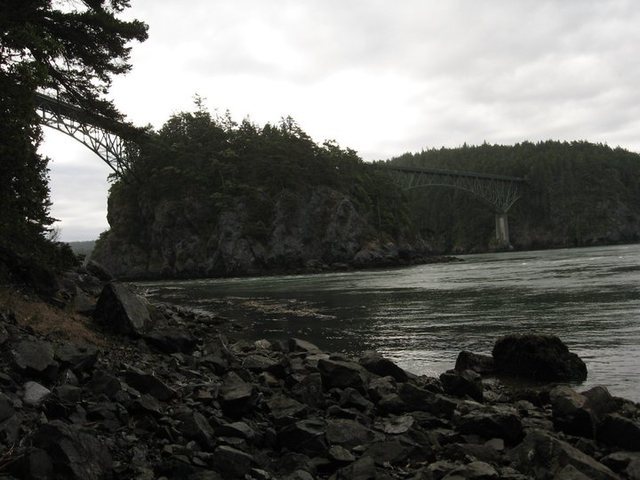 This is Deception Pass (we were on a long road trip last summer) with the island in the middle of the photo...some of the strongest currents I've ever seen around this island