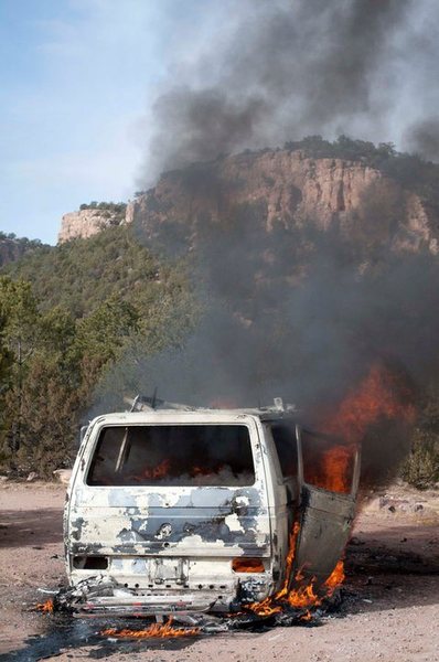 VW at Shelf. Gas leak that led to a fireball. This is the end result.