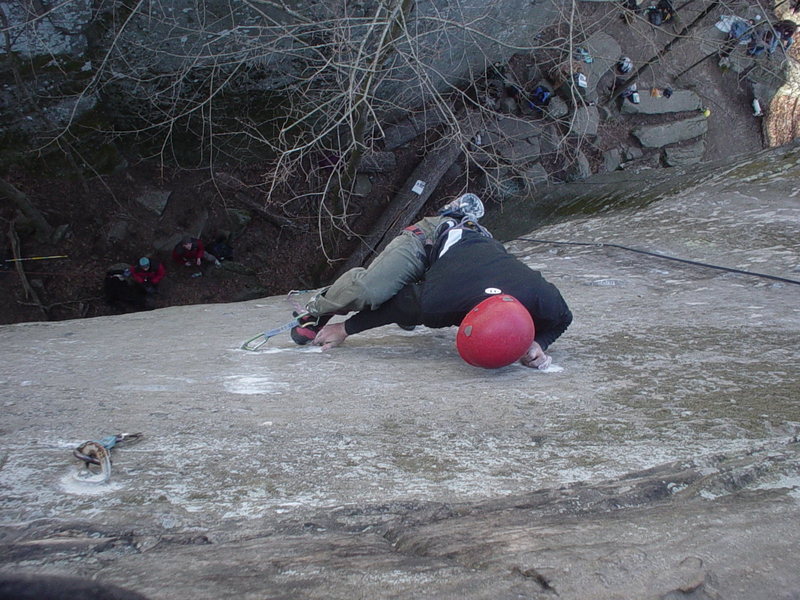 Kevin O'Brian smearing into the crux of Stinger Direct