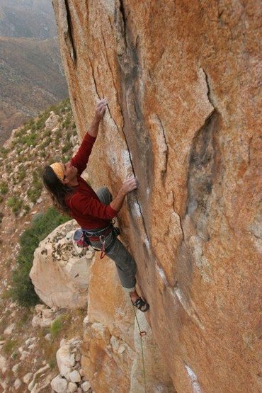 Close up of top crux of Bush Doctor...the reachy part. Photo credit Kevin Worrall