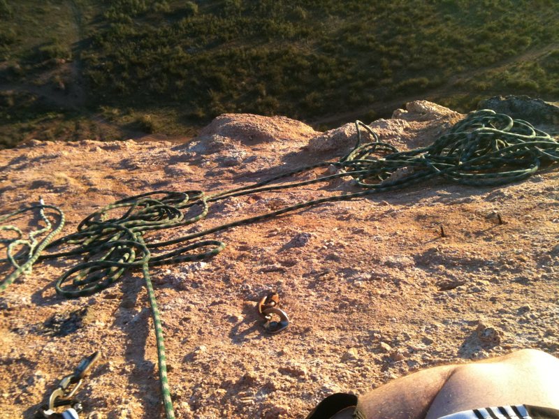 The 3rd belay station at the top. Check out the old belay station to the right.