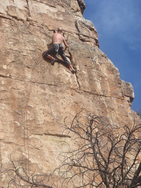 Craig in the upper crack.