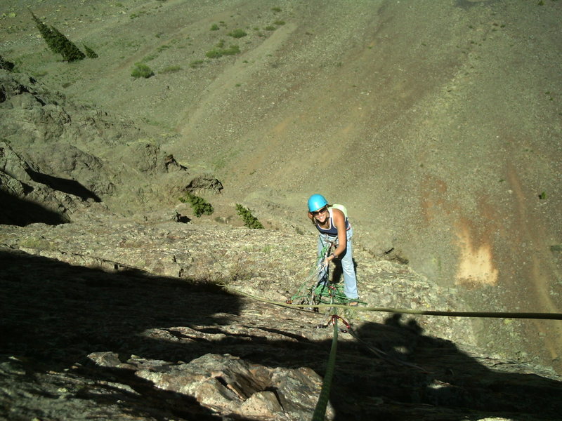 Jess on the airy last belay.