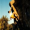 Right Arete (V2), Stoney Point<br>
<br>
Photo by Tim Fearn (June 1987)