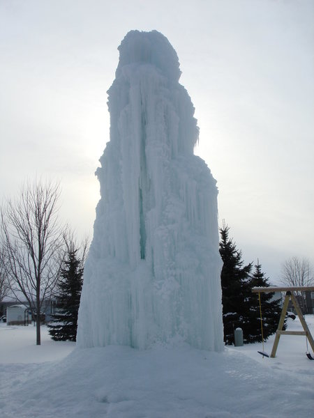 Backyard ice tower.  