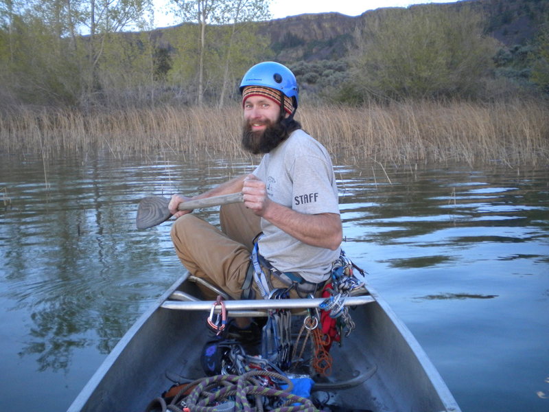 Joe and I found de-harnessing in the canoe to be impractical, and waited till we beached at the campsite.