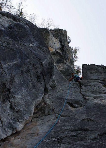 Pitch 2, start of the real climbing. By Ram Sripracha