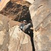 Todd Gordon at the alternate start of Tall Boy with an awesome belay...