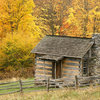 One of several historic log cabins in GHSP. This one is near the Picnic Boulders.