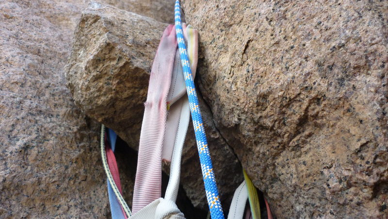 Close up of the block on top of pitch 2. We built an anchor 15' below.