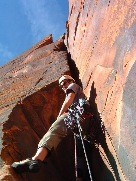 Sixth pitch of Monkeyfinger, the 5.10 OW