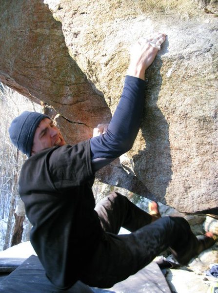 Dan Bates on the core intensive finishing, feet cut sloper move.