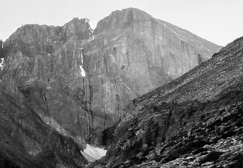 The east face of Longs Peak<br>
aka: "The Diamond"<br>
Photo: Olaf Mitchell