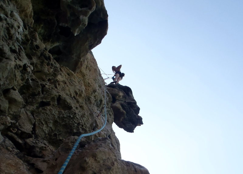 Belaying at the top of pitch 1.