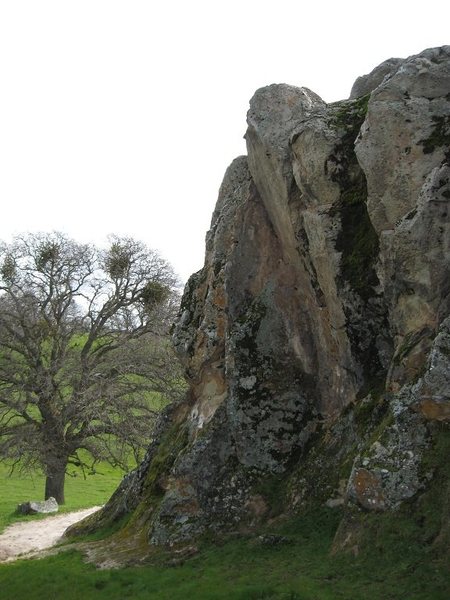 One of the tallest features: a slightly overhanging trough carved by rainwater.