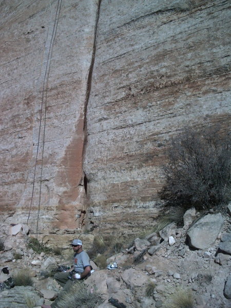 Carson at the base of the crack.