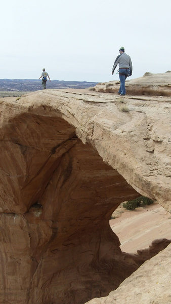 Walking around above the arch.