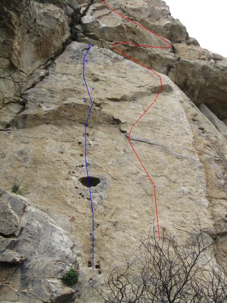 Snidely's Whiplash (5.8R) follows the blue line. The red line to the right is Magic Bag (5.9)