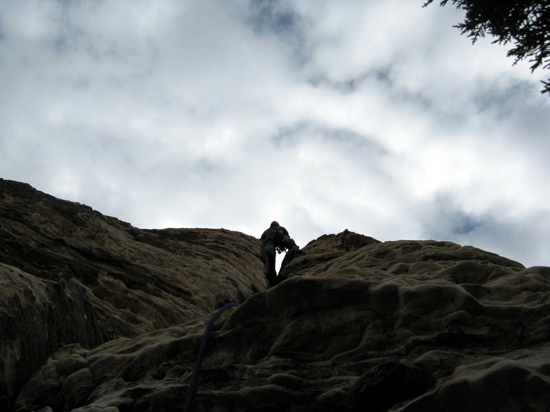 Looking up at the route from the ground
