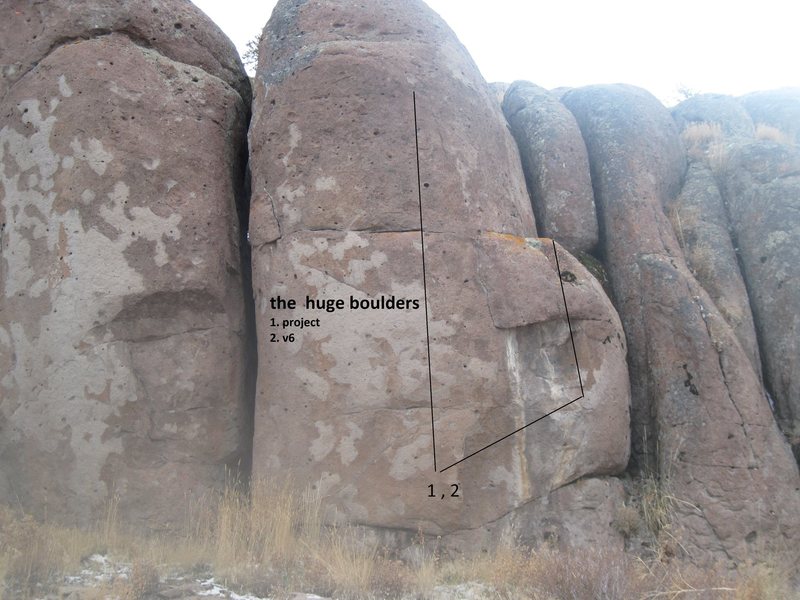 the huge boulders