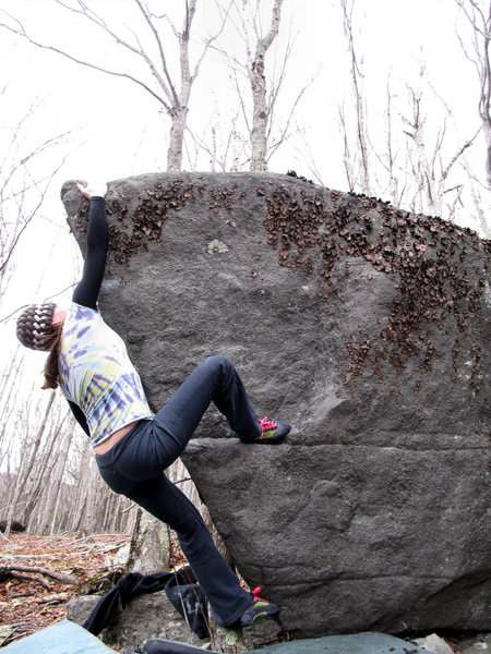 Melanie on the tiny and fun "Riverboat Prow" (V2)