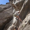 Bruce Vollmer on the difficult slab start.