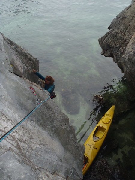 Anja following to the nice ledge.