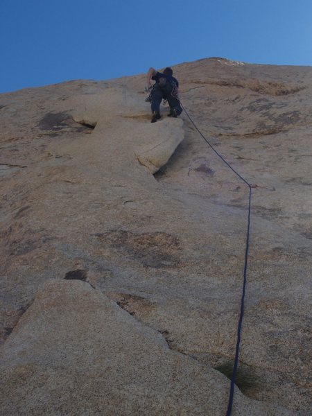 getting ready to place the one supplemental piece. A #4 works well, and can be bumped up as you go... It'd probably pry the whole flake off if you actually fell on it though.