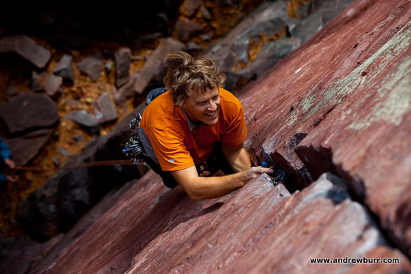 Burt Lindquist and the Climbing Magazine photo that made him famous. Photo by Andrew Burr.