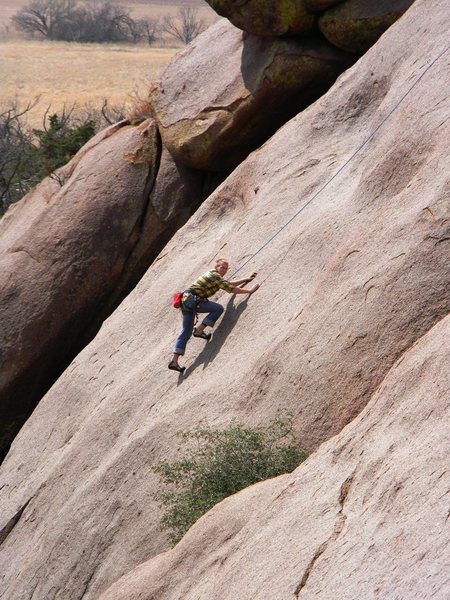 Midway up the route