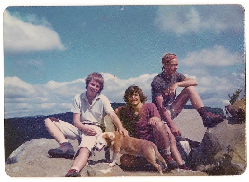 Tom on left, Guy Keene, myself, and our dog Poky who went with us everywhere!
