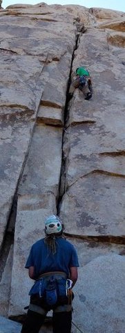 just past the crux... felt hard, though this was the morning after saint patrick's day (2010) and the super fun night before down in town with great friends from hidden valley might have been to blame.
