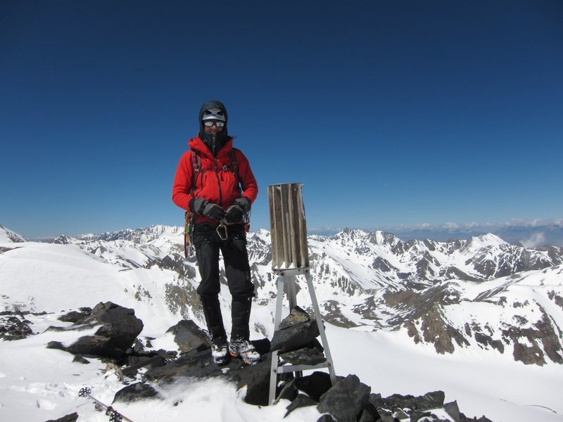 Soviet cartographical tripod found on the summit on an unnamed peak in the At-Bashi.