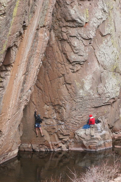 Yager starting the FPA (First Pantless Ascent).