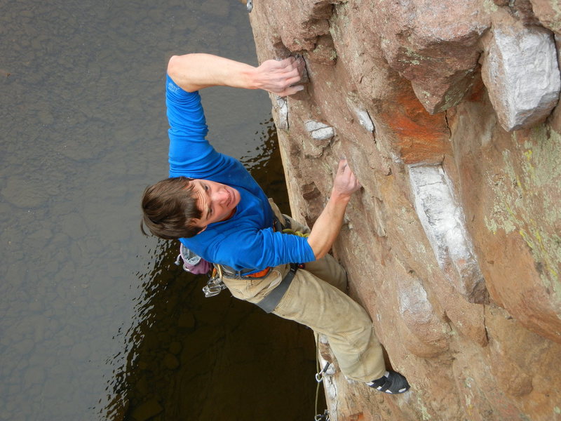 Exiting the crux.