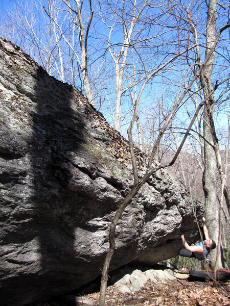 Matt on "Pocket Shot"(V1/2) on the AVP Boulder