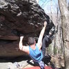 Matt on "Pocket Shot"(V1/2) on the AVP Boulder