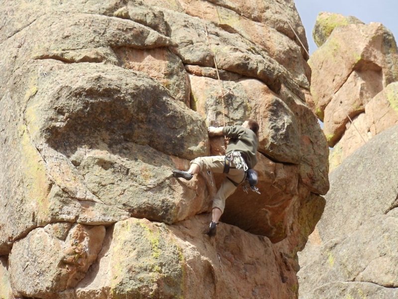 A clos up of Gabe on the same new route at Devil's Head, some nice steep pulling.