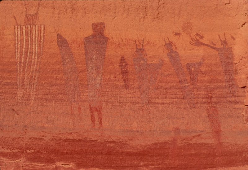 The intense portion of the Harvest Scene. Perhaps the finest pictograph panel on the Colorado Plateau.  Certainly rivaling those found in Horseshoe Canyon, in size and stature.  Life springing forth...