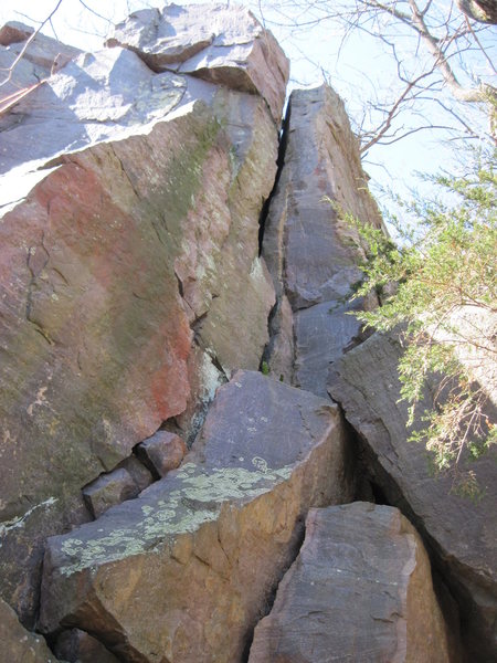 Finish on the wide crack at the top.