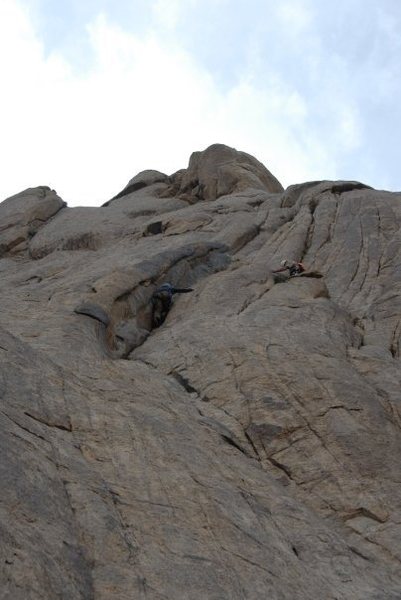Russ following Calvin up the second pitch during the second ascent.