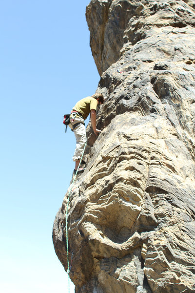 Fun route. Crux right of the start, then some low angle cruising, then another steep crux section to anchors.