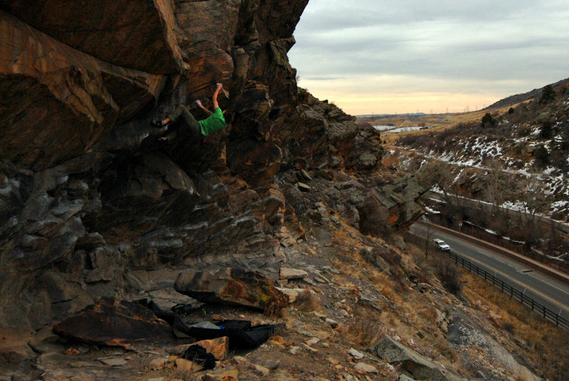 Matt Lloyd on the possible first ropeless ascent. Photo: Daniel Madson.