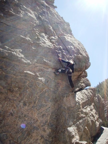 Amy, following up The Diner. Where her left hand is grabbing is a good place for a green or #0.75 Camalot.